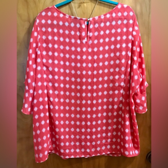 Liz Claiborne 2X Orange/White Blouse - Picture 6 of 7
